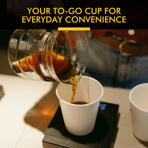 Pouring coffee into 8 Oz Disposable Coffee Cups 500 Pack, Leakproof Thickened Paper Cups, ideal for office and parties.