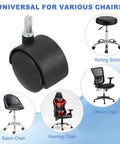 8 Pack 2 Inch Nylon Office Chair Wheels Replacement Heavy Duty Casters Universal Fit, shown with various compatible chairs