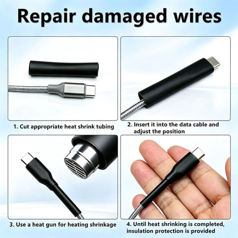 Dope Heat Shrink Tube Set With 150 Pieces And 8 Sizes For Snazzy DIY Wrapping, 3:1 Ratio Adhesive Lining Cable Sleeves Perfect For Everyday Repairs And Cool Projects In Sleek Black on USB cable