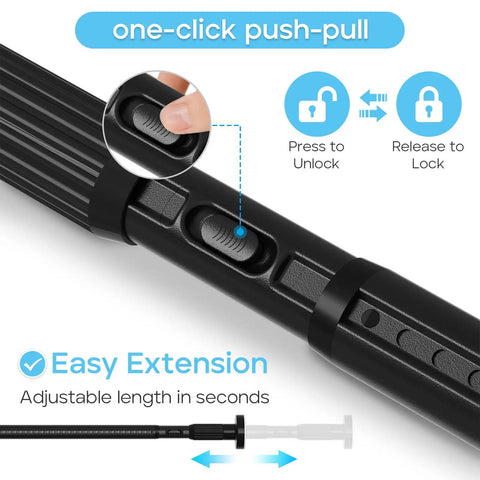 Close-up of black no-drill adjustable tension curtain rod lock mechanism for 41-86 inch windows, highlighting tool-free install.