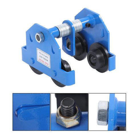 I-Beam Trolley 1100 Pound Capacity With Double Wheel Track Roller For I-Beam Flange Width 55 To 200 Millimeter Alloy Steel Construction