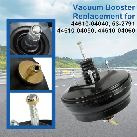 Top Shelf Power Brake Booster 53-2791 Slips Right Onto Toyota Tacoma 1995-2001 T100 1994-1998 close-up of black vacuum booster.