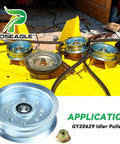 Dual Idler Pulley Kit GY22172 And GY20629 for John Deere D140 L130, steel pulleys on mower deck application