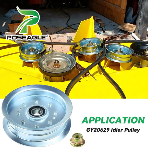 Dual Idler Pulley Kit GY22172 And GY20629 for John Deere D140 L130, steel pulleys on mower deck application
