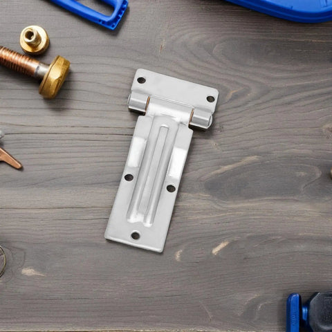 Heavy Duty Stainless Steel Trailer and Door Hinge With Silent Operation Triangle Hole Spacing 58x41mm installed on workbench