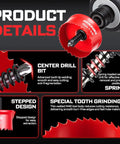 4 Piece Impact Hole Saw Set For Thin Metal Wood PVC And Drywall Includes 7/8 1-1/8 And 1-3/8 Inch M42 Cobalt Bi Metal Cutters