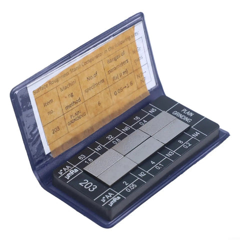 Six Piece Roughness Sample Block Set for Machining Texture Comparison Ra 0.05-12.5 µm, carbon steel blocks in case