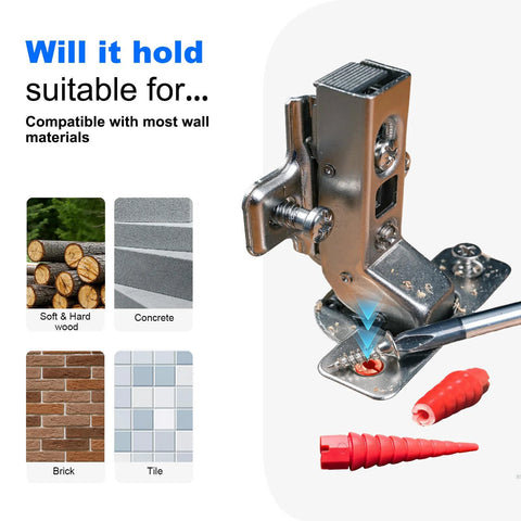 Red 20 Pack Stripped Screw Hole Repair Anchors for Door Hinges and Wood Screws, multi-use durable ABS, shown on various materials