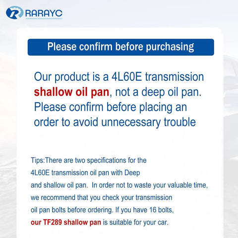 4L60E shallow oil pan transmission kit notice for Chevy Silverado GMC Yukon Cadillac Escalade 1993 2014 with gasket and filter