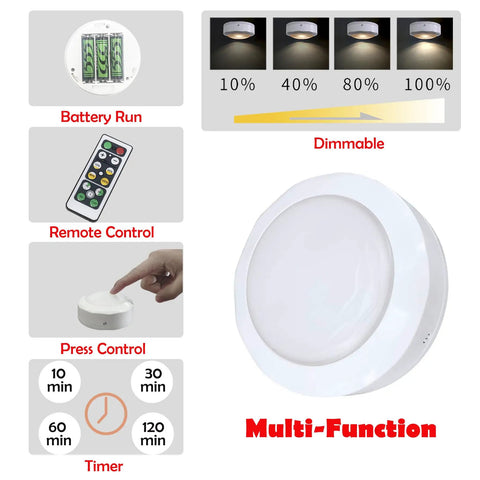 Diagram of 3-Light Battery-Powered LED Pendant Kit with Remote Control, dimmable, no-cord design, multi-function options