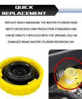 Brake Fluid Reservoir Cap Replacement Straight Up Direct Fit OEM 4683656AB 5014518AA in yellow and black