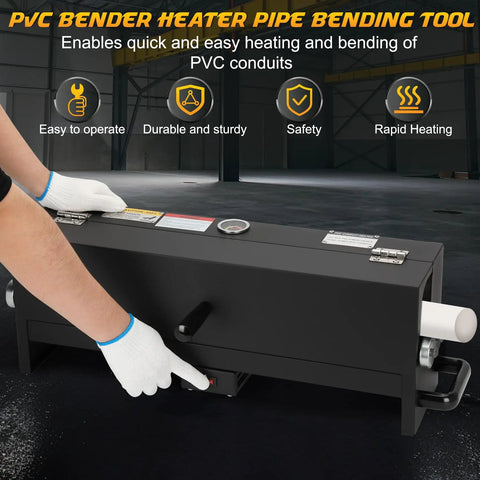 Heavy Duty Electric Pvc Conduit Heater With Temp Control And Safety Shutoff For 1/2 To 2 Inch Pipes in use with operator's hand
