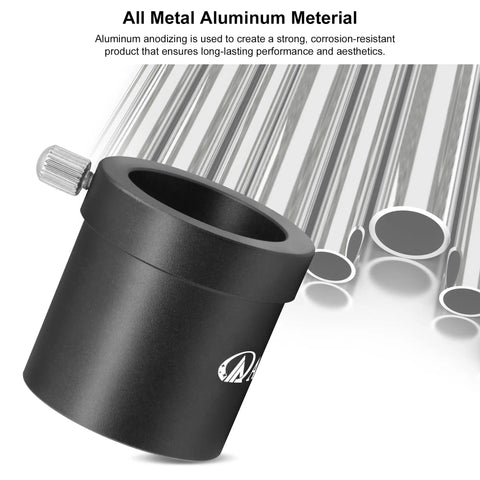 1.25 Inch to 0.965 Inch Eyepiece Adapter for 24.5mm to 31.7mm Telescopes, all-metal aluminum construction, black finish