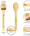TV Show Themed Wooden Spoons Set With Holder, 6 Piece Kitchen Utensils For Cooking And Serving, Nonstick Safe, bamboo spoons.