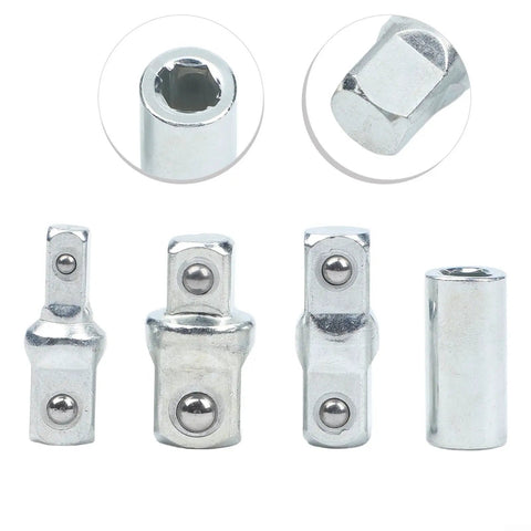 Versatile Ratchet Socket Adapters Set For One Quarter To One Half Inch Drives with close-up of chrome vanadium steel sockets.