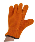 Rock Solid Full Leather Welding Gloves For Men And Women Electric Safety Gear With Daily Heavy Duty Grip Thick Palm Padding Premium Heat Resistant Shield, orange leather glove shown.