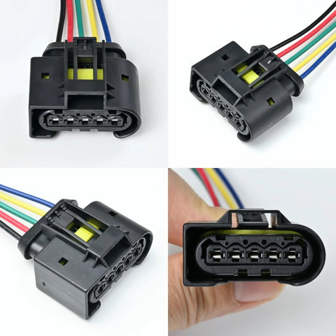 Dodge Fuel Pump Connector Pigtail Harness Plug N Play 5 Pin 12 Inch 18 Gauge Tinned Copper Wire Replacement For Challenger Charger Magnum 2005-2023 And Chrysler 300 2005-2023 72182609365 shown in different angles