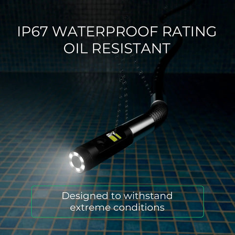 Dual Lens Articulating Borescope With Built In Light For Mechanics And Plumbing, 6mm Camera Snakes, 5Ft Reach, Two Way Viewing Endoscope For Automotive And Industrial Inspections; IP67 waterproof