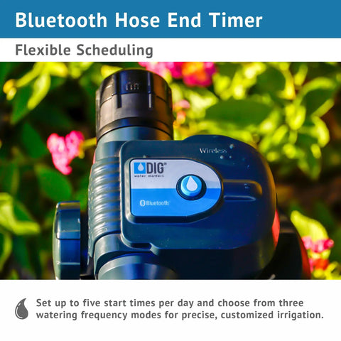 Bluetooth Hose End Timer With Smart Control for Wireless Irrigation against garden background
