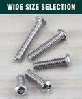 No Sweat 1/4-20 X 3/4 Inch Button Head Torx Security Screws 304 Stainless Steel Anti Strip Hardware Pack With Tt27 Bit displayed on wood.