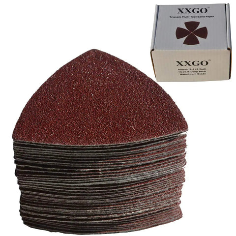 Triangular Oscillating Tool Sanding Pads 80mm 3 1 8 Inch Aluminum Oxide Hook And Loop Pro Grade Assorted Grit 60 80 100 120 240 55 Pack For Wood Metal Plaster Paint