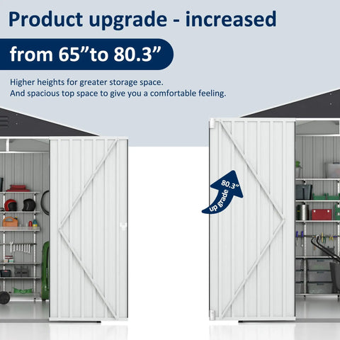 10x10 Foot Storage Shed For Backyard And Garden, Metal Tool Shed With Lockable Doors And Upgraded Frame shown open with interior view