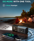 Cordless Tire Inflator Air Compressor With Accurate Pressure Gauge 150 PSI Portable Pump for camping with flashlight feature.