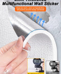 Easy Peel And Stick White Wallpaper Roll With 5mm XPE Foam Thermal Insulation showing texture and thickness measurement.