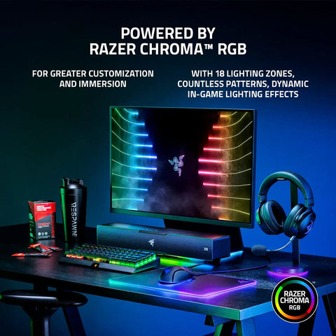 Next Level PC Gaming Soundbar And Wired Subwoofer With Dual Drivers Delivering Sick Bass THX Spatial 7.1 Surround Sound Setup That Will Blow Out Your Speakers In Classic Black