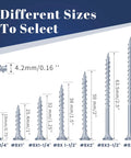 Different sizes of Zinc Plated Size 8 By 3/4 Inch Self Tapping Drywall Screws displayed for selection, showing length and dimensions.