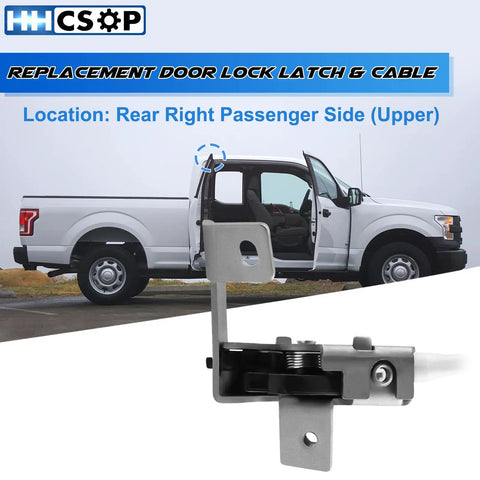 Ford F150 and F250 Right Side Upper Rear Door Lock Latch And Cable Assembly for Extended Cab Doors 1997-2004