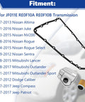 Image of a Beefy CVT Transmission Filter Kit For Nissan Altima Juke Rogue Sentra NV200 Lancer Outlander Jeep Compass Dodge Patriot Caliber Fits JF011E RE0F10A RE0F10B Transmissions 31728-1XF03 31728-1XF0A 31728-1XF02 5191890AA including gasket and filter with fitment list