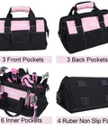 Pink Tool Set For Women 220 Piece Home Repair Kit With Durable Forged Steel Pliers And 12 Inch Wide Mouth Open Storage Tool Bag