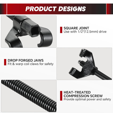 Weyleity 14in coil spring compressor tool with two steel jaws for heavy-duty automotive suspension