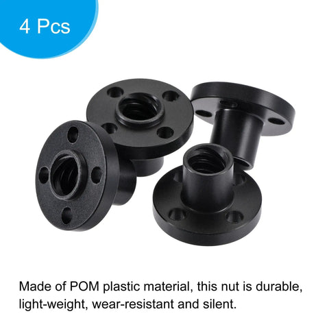 T8 POM Trapezoidal Nut 2mm Pitch 8mm Lead For Most 3D Printers Black 4 Pack Durable Pro Grade Lightweight Silent Wear Resistant