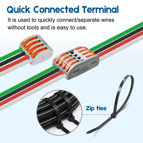 Dual Shielded 22 AWG 4 Conductor Cable 25 Ft Pure Copper Core UL2464 Shielded Wire with quick connect terminal and zip ties