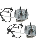 Front Left And Right Wheel Bearing And Hub Assembly Set, 2 Piece, Drop-In Ready For 2003 2010 Ford Explorer Sport Trac 4WD, 2003 2010 Ranger 4WD, Mazda B4000 B3000 4WD, Direct Fit Replacement With Durable Bearings And Sealed Hub Design shown.
