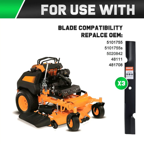 Beefed-Up High Lift 61 Inch Mower Blades Replacement For Ferris Scag Turf Tiger Bad Boy Simplicity 5101755 5101755s