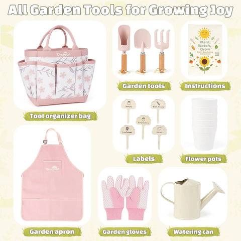 gardening apron and gloves set Kid Friendly Hands-On Garden Tool Set for Toddlers ✓