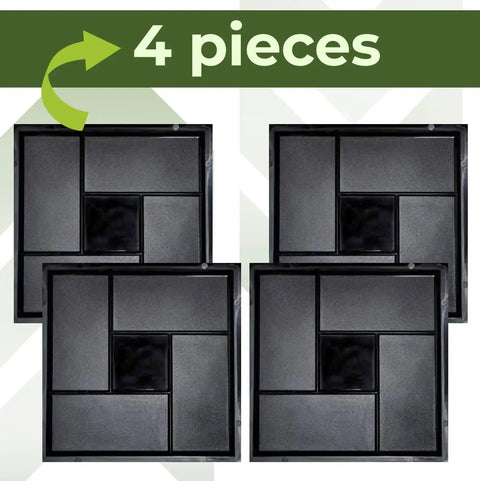 4 Piece Concrete Molds Set For DIY Patio Pavers And Labyrinth Pathmaker Slab Stones Reusable Plastic Molds For Walkways
