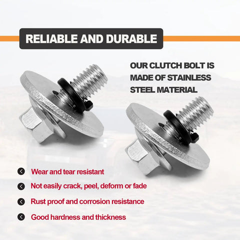 Badass Three Quarter Inch Go Kart Clutch Bolt Kit Featuring Slick Lock Washers For 10 And 12 Teeth Minibike Engine Build stainless steel clutch bolts with washers.