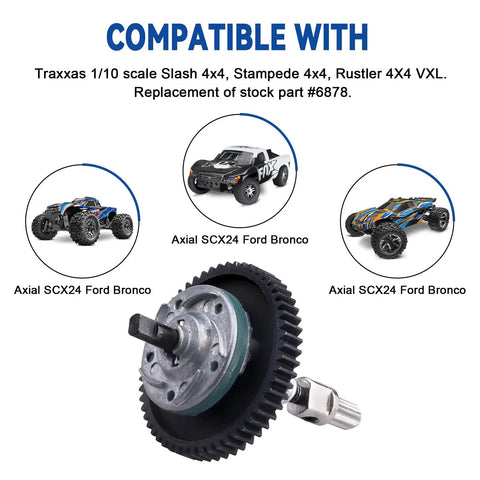 Beefed Up Slipper Clutch Assembly With Steel Differential Gear compatible with Traxxas Slash 4x4 Stampede 4x4 Rustler 4x4 VXL