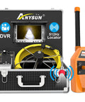 Badass Sewer Camera With Locator And 512Hz Sonde Transceiver in case, featuring 7 inch LCD screen and yellow cable.