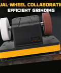 Diydeg 3-Inch Cordless Mini Bench Grinder With Variable Speed Motor and Adjustable RPM for Metal Wood Grinding and Knife Making Compatible With 20V Dcb Batteries Portable Sander Kit, showing dual-wheel design.