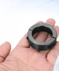 Two Piece Double Split Shaft Collar Set 35mm Bore 50mm Outer Diameter 15mm Thick Heavy Duty Carbon Steel Clamp Collar With Set Screws Black Oxide Finish in hand