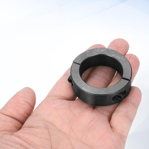 Two Piece Double Split Shaft Collar Set 35mm Bore 50mm Outer Diameter 15mm Thick Heavy Duty Carbon Steel Clamp Collar With Set Screws Black Oxide Finish in hand