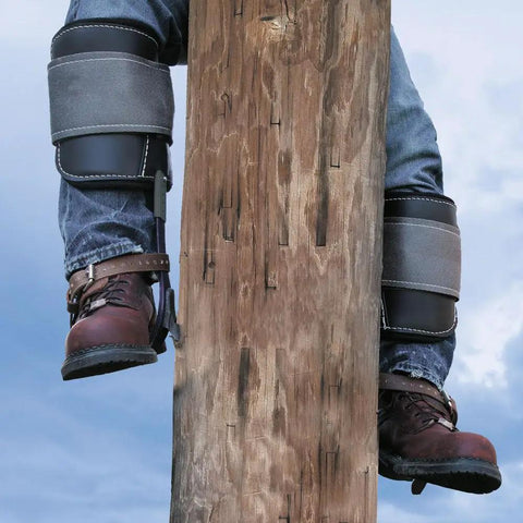 Hydra-Cool Pole Climber System With Claw Climbers, Gaffs, Ankle Straps, Velcro Closure, Bi-Layer Comfort Pads in use