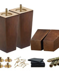 Six Inch Wood Furniture Legs Pack Of 4 Square Brown Sofa Couch Legs For Dresser Sideboard Recliner And Coffee Table Replacement Parts Heavy Duty Mid Century Chair Feet
