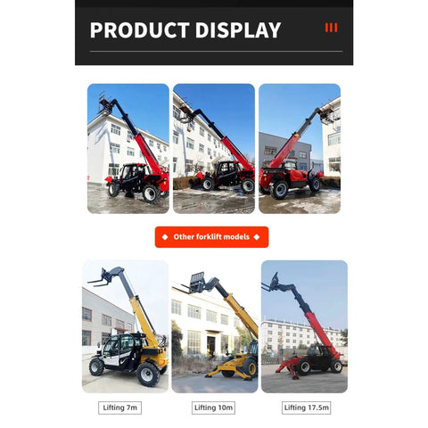 Badass Heavy Duty Telehandler And Telescopic Forklift For Job Sites And Agricultural Farms High Capacity Material Handler in red and yellow models.