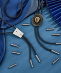 Gunmetal Dope Bolo Tie Tips 10 Pack End Caps Replacement For Bolo Ties, Alloy Cord Ends For DIY Buckle Accessories, Long Rope Ends, Inner Diameter 4.5mm, Antique Design, Durable End Caps For Decorating; 10 pcs on black cords
